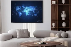 Plakat: Mapa świata z punktami i liniami połączeń