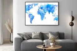 Plakat: Mapa świata.earth.watercolor ręcznie rysowane illustration.white