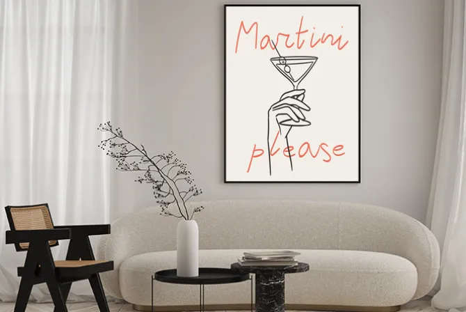 Plakat: Martini ilustracja z kieliszkiem