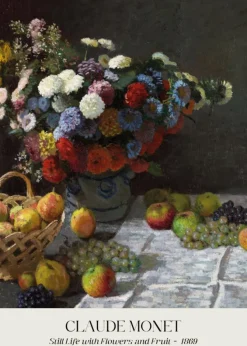 Plakat: Martwa natura z kwiatami i owocami reprodukcja claude monet