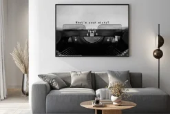 Plakat: Maszyna do pisania czarno-biała fotografia