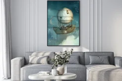 Plakat: Maszyna latająca w klimacie retro