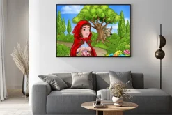 Plakat: Mały czerwony kapturek i scena wolf