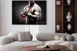 Plakat: Mężczyzna na siłowni ze skakanką