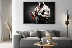 Plakat: Mężczyzna na siłowni ze skakanką