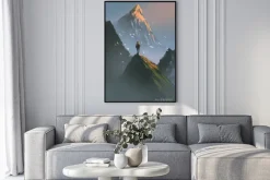 Plakat: Mężczyzna na wierzchołku góry