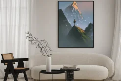 Plakat: Mężczyzna na wierzchołku góry