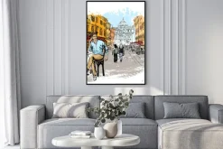 Plakat: Mężczyzna siedzi w kawiarni