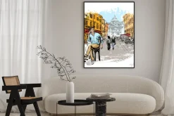 Plakat: Mężczyzna siedzi w kawiarni