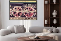 Plakat: Mechanical part and wheels of the steam locomotive.