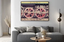 Plakat: Mechanical part and wheels of the steam locomotive.