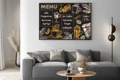 Plakat: Menu kawiarni w stylu vintage rodzaje kawy