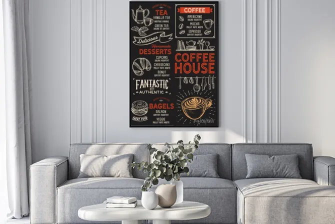 Plakat: Menu kawiarniane w stylu vintage
