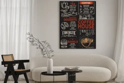 Plakat: Menu kawiarniane w stylu vintage