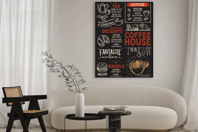 Plakat: Menu kawiarniane w stylu vintage