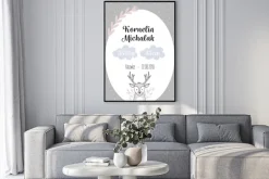 Plakat: Metryczka dziecięca z jeleniem