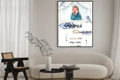 Plakat: Metryczka niebieskie ptaszki