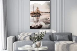 Plakat: Mglisty poranek w górach