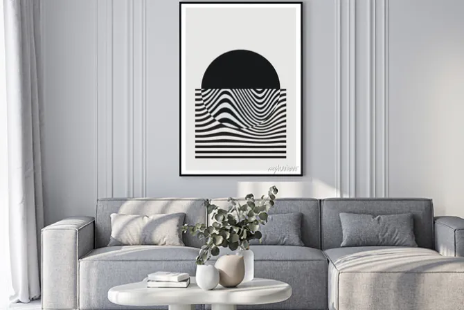 Plakat: Minimal 20s geometric design poster, vector template with primitive