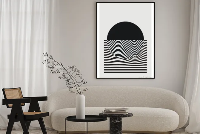 Plakat: Minimal 20s geometric design poster, vector template with primitive