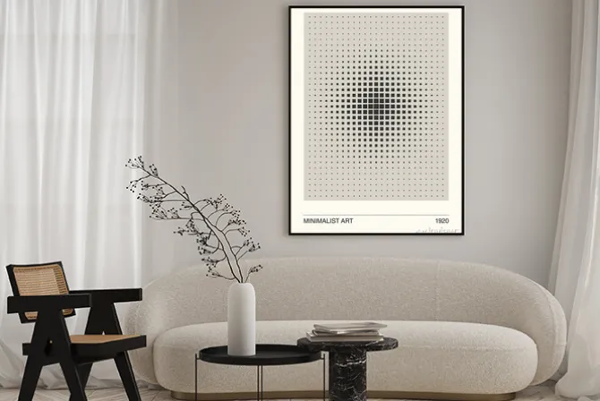 Plakat: Minimal 20s geometric design poster, vector template with primitive