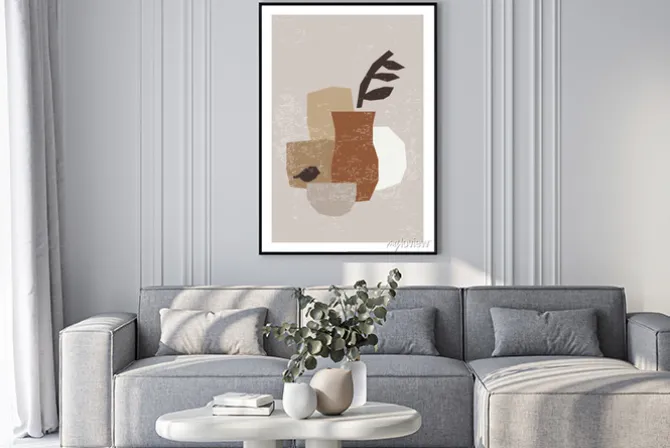 Plakat: Minimal wall art poster with abstract organic shapes composition