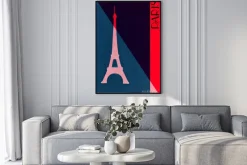 Plakat: Minimalistyczna ilustracja wieży eiffla