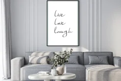 Plakat: Minimalistyczna typografia live love laugh