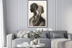 Plakat: Minimalistyczne sylwetki w cieniach