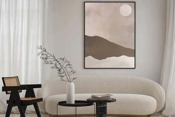 Plakat: Minimalistyczny krajobraz w monochromatycznych barwach