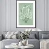Plakat: Minimalistyczny kwiat na zielonym tle