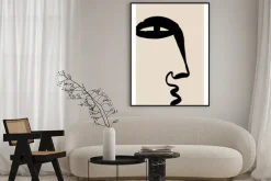 Plakat: Minimalistyczny line art twarzy człowieka