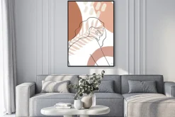 Plakat: Minimalistyczny portret kobiety z abstrakcyjnymi elementami