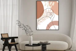 Plakat: Minimalistyczny portret kobiety z abstrakcyjnymi elementami