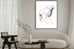 Plakat: Minimalistyczny rysunek kobiecego profilu