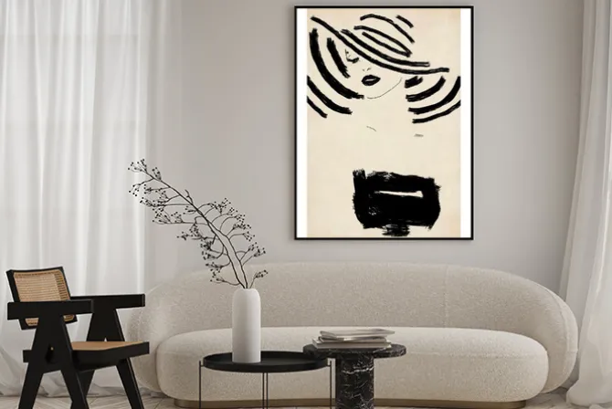 Plakat: Minimalistyczny wzór kobiety w kapeluszu