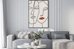 Plakat: Miłość w stylu line art portret