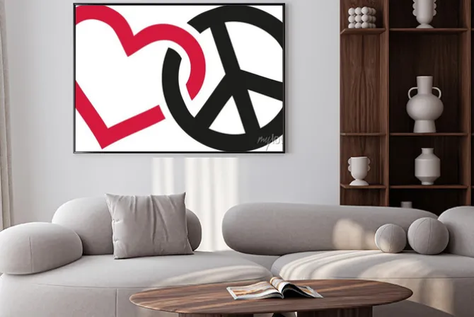 Plakat: Miłości i pokoju znaki przeplatają