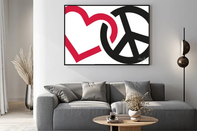 Plakat: Miłości i pokoju znaki przeplatają