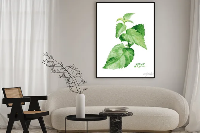 Plakat: Mięty oddziału akwarela