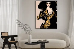 Plakat: Młoda kobieta pretty z kapelusz i okulary słoneczne - ilustracji