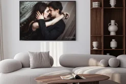 Plakat: Młoda piękna para kochanków uścisku i pocałunku