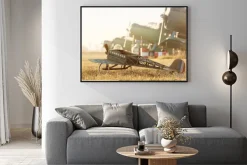 Plakat: Model dziecko samolot zaparkowany z samolotów retro