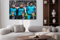 Plakat: Monachium - 04 listopada: mathieu debuchy, gabriel paulista i