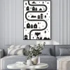Plakat: Monochrome scandinavian vector maze. cartoon roads with house,