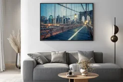 Plakat: Most brookliński nocą, nyc.