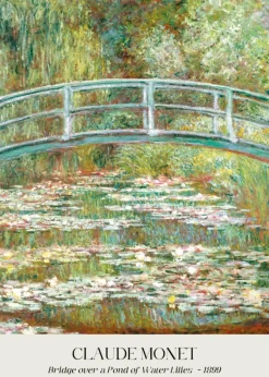 Plakat: Most nad stawem z liliami wodnymi sztuka claude monet
