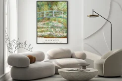 Plakat: Most nad stawem z liliami wodnymi sztuka claude monet