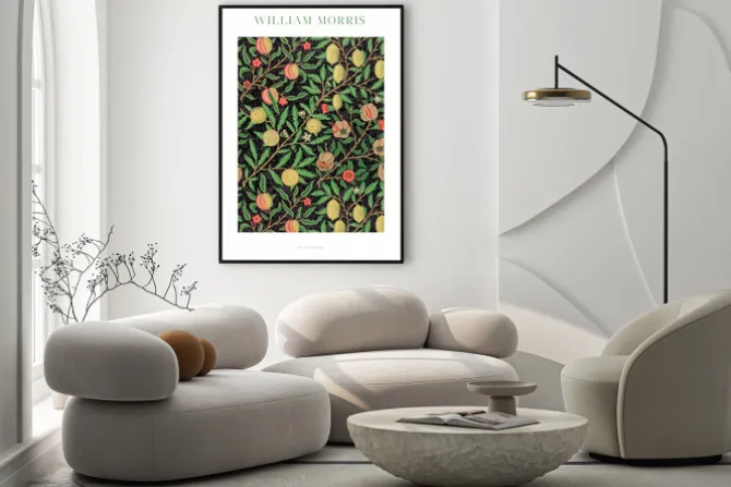 Plakat: Motyw owoców tropikalnych w stylu william morris
