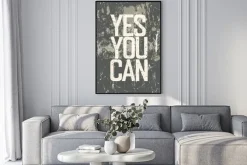 Plakat: Motywacyjne plakat z napisem "yes you can". grunge stylu